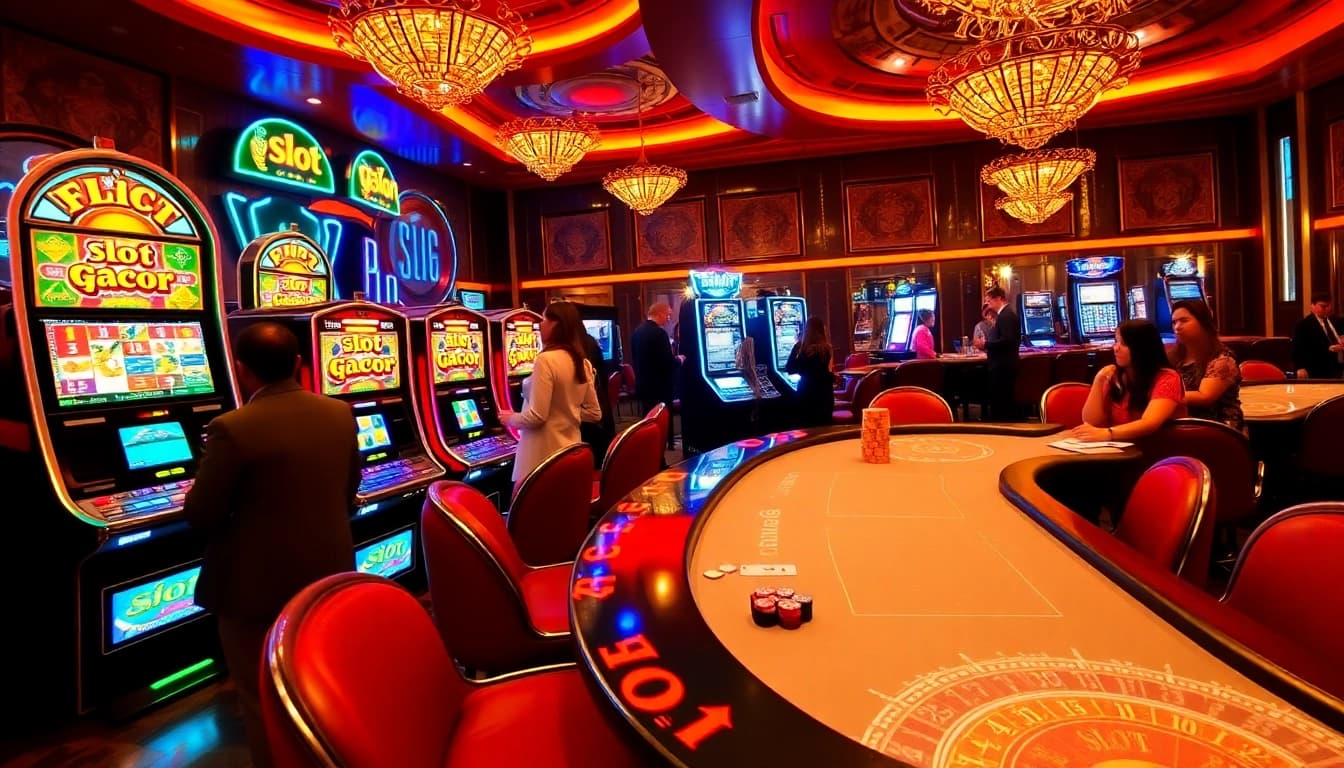 Casino slot gacor machines attracting eager players in a luxurious gaming environment.