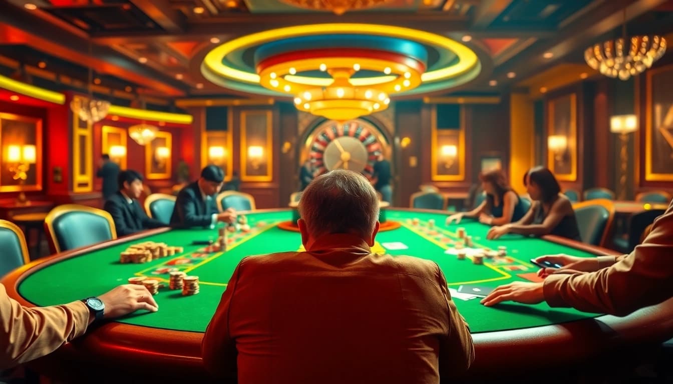 K88 poker chips and cards showcased on an elegant gaming table in a luxurious casino.
