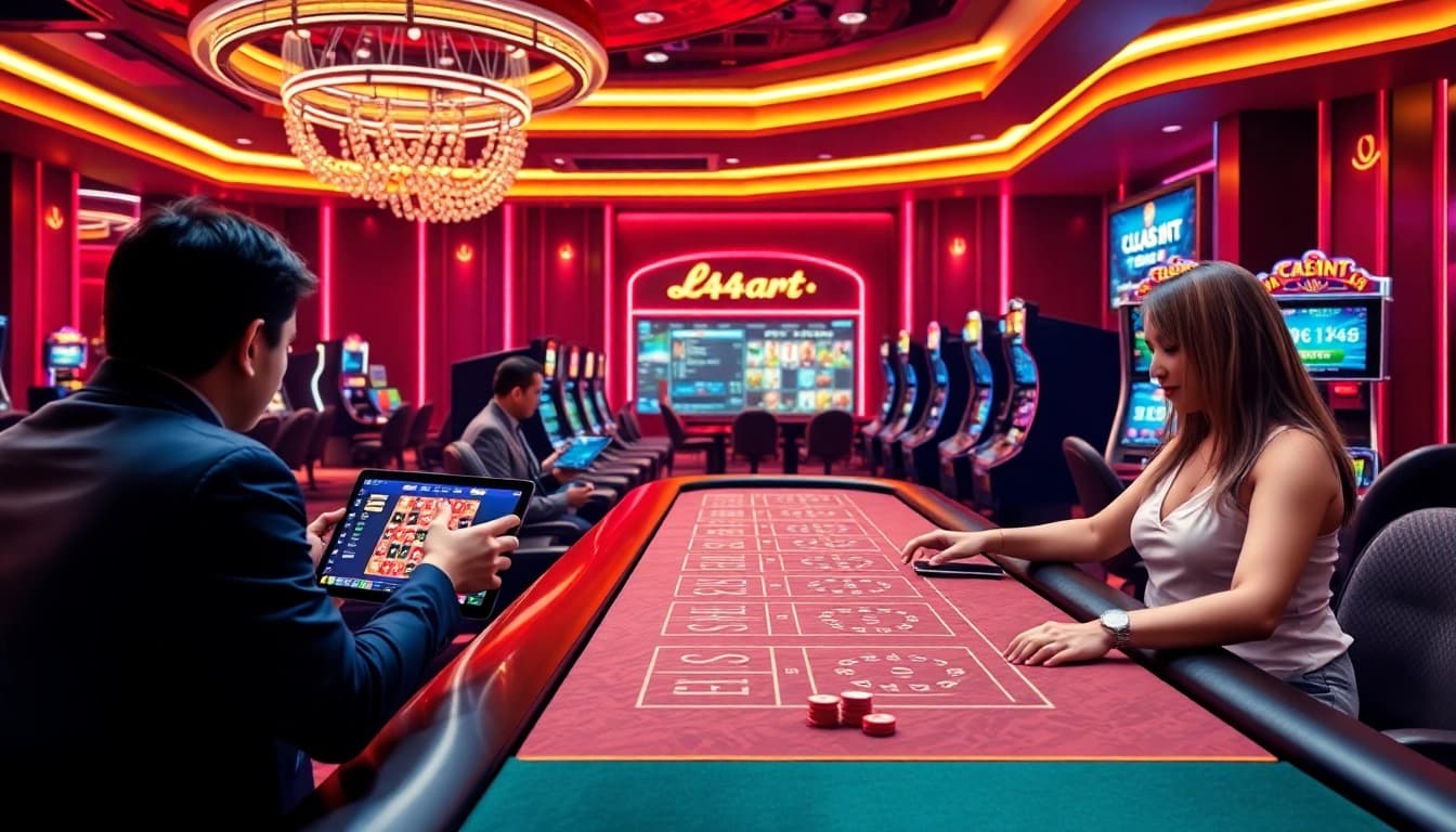Experience the thrill of online gambling at l444.art with vibrant casino visuals and exciting games.