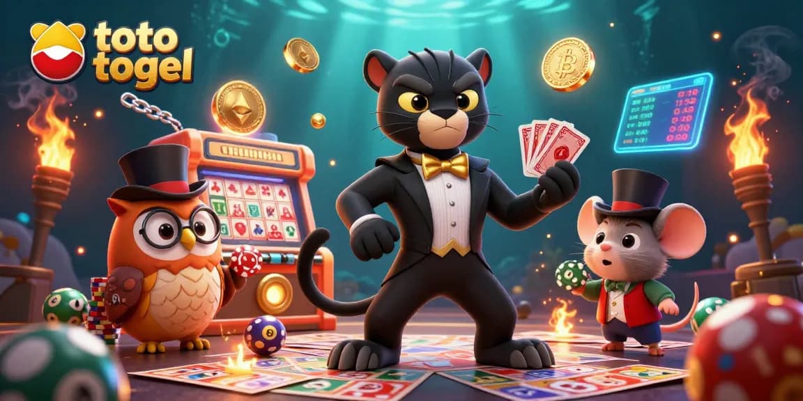 Experience the excitement of toto togel with stylish characters and dynamic lottery elements in this vibrant illustration.