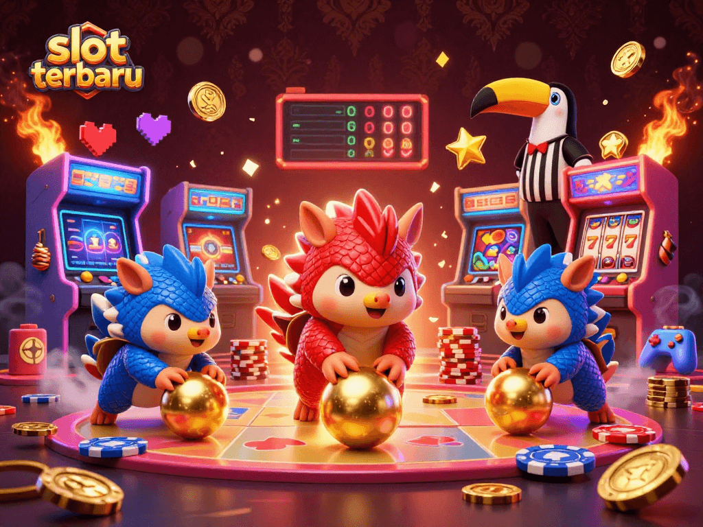 Engage with slot terbaru action featuring rival pangolins in an interactive casino game scene.