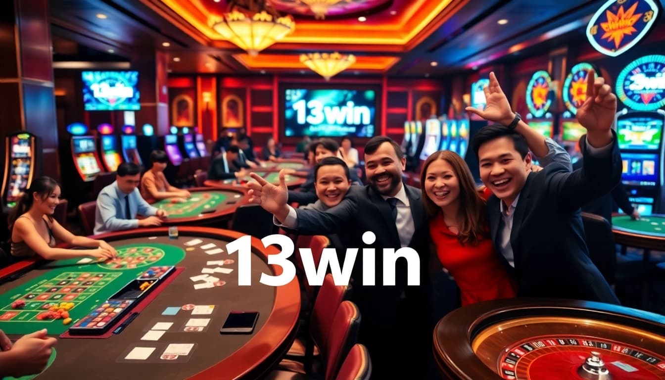 Players enjoying engaging games like blackjack in a vibrant 13win casino environment.