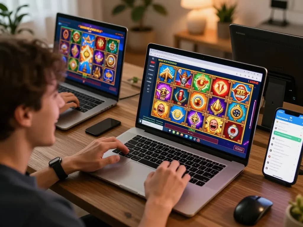 Celebrating a win, players enjoy bonus new member offers while engaging in online slot gaming.