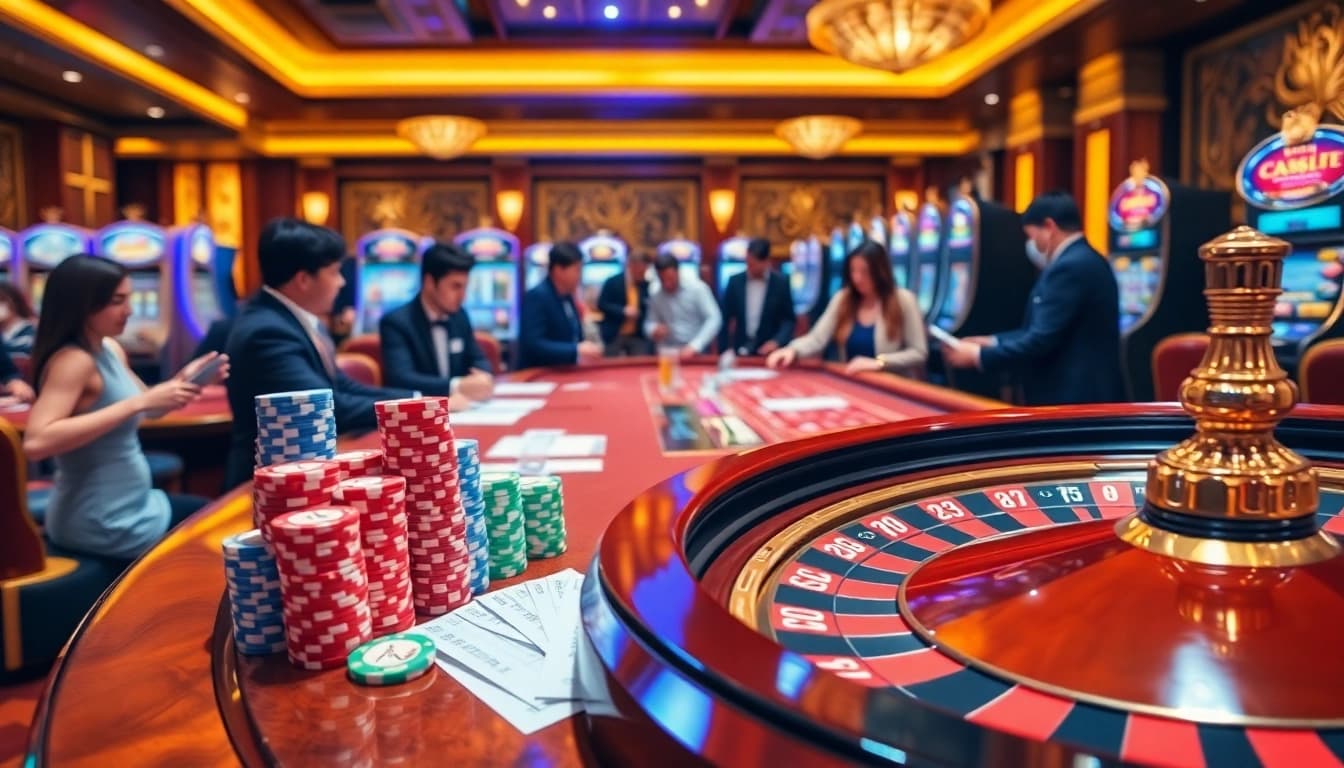 Exciting scene of players engaging in a game at 188bet casino, showcasing luxury and thrill.