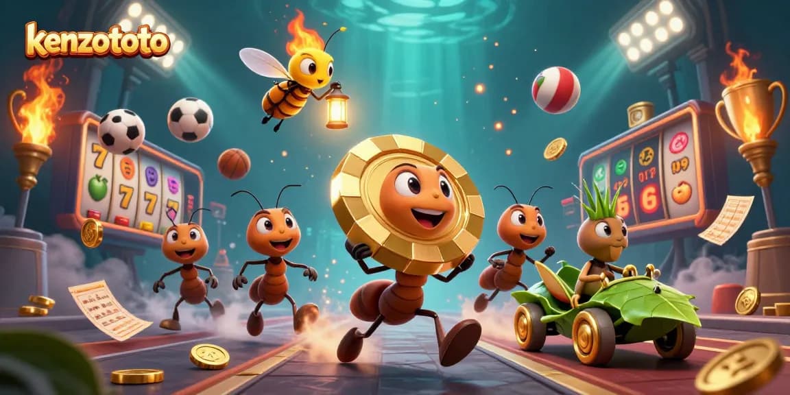 Kenzototo captures a thrilling heist scene with ants and gambling elements in a vibrant casino setting.