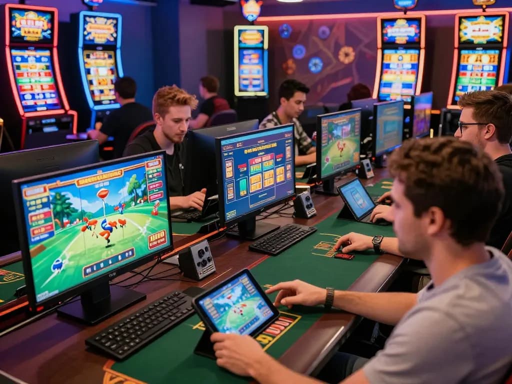 Engaged players enjoying various games at Nhà cái 789P, showcasing an exciting online gaming experience.