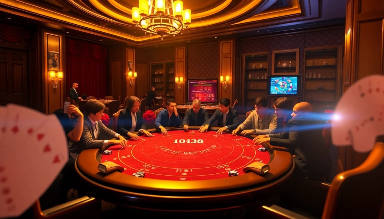 Experience the excitement of gambling with lego138 at a high-stakes poker table surrounded by vibrant casino energy.