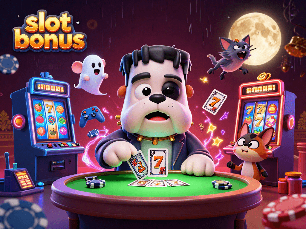 Engage in exciting slot bonus games with our animated casino-themed 3D illustration.