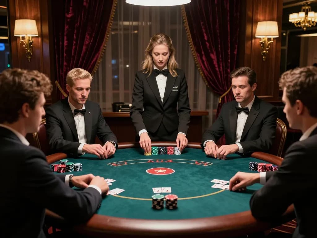 Go99 players engaged in a high-stakes poker game in a luxurious casino environment.