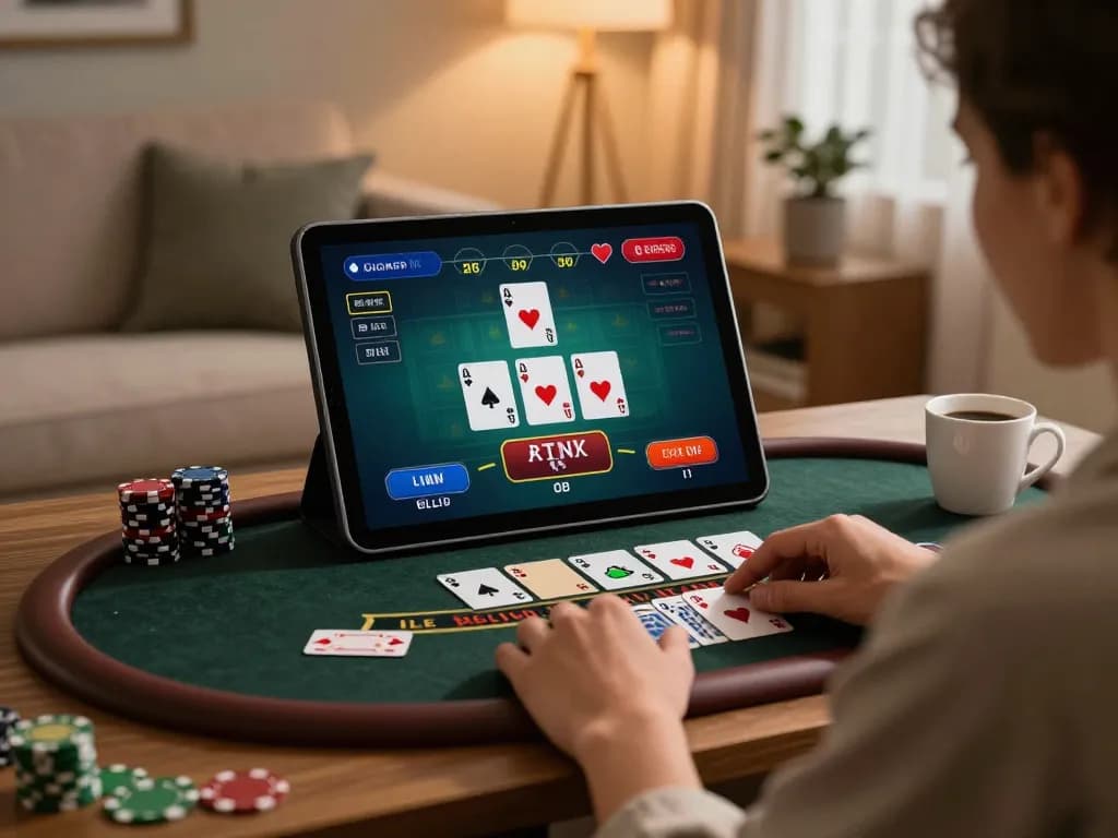 Player enjoying live dealer Blackjack at home using link 98win for a premium gaming experience.