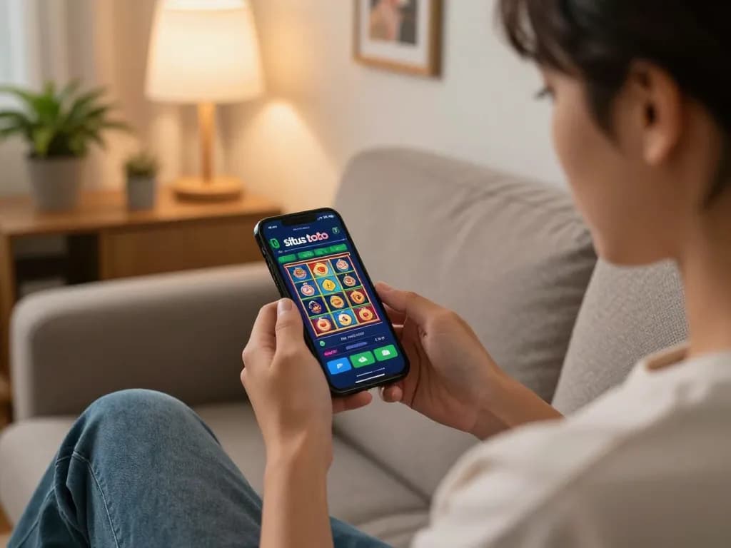 Pengalaman bermain situs toto di smartphone sambil duduk di rumah, suasana yang nyaman.