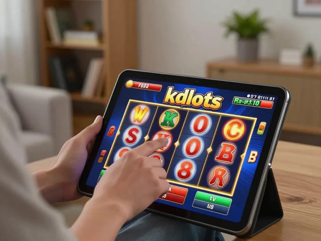 Kdslots interface featuring animated reels during an online casino gaming session, highlighting exciting gameplay.