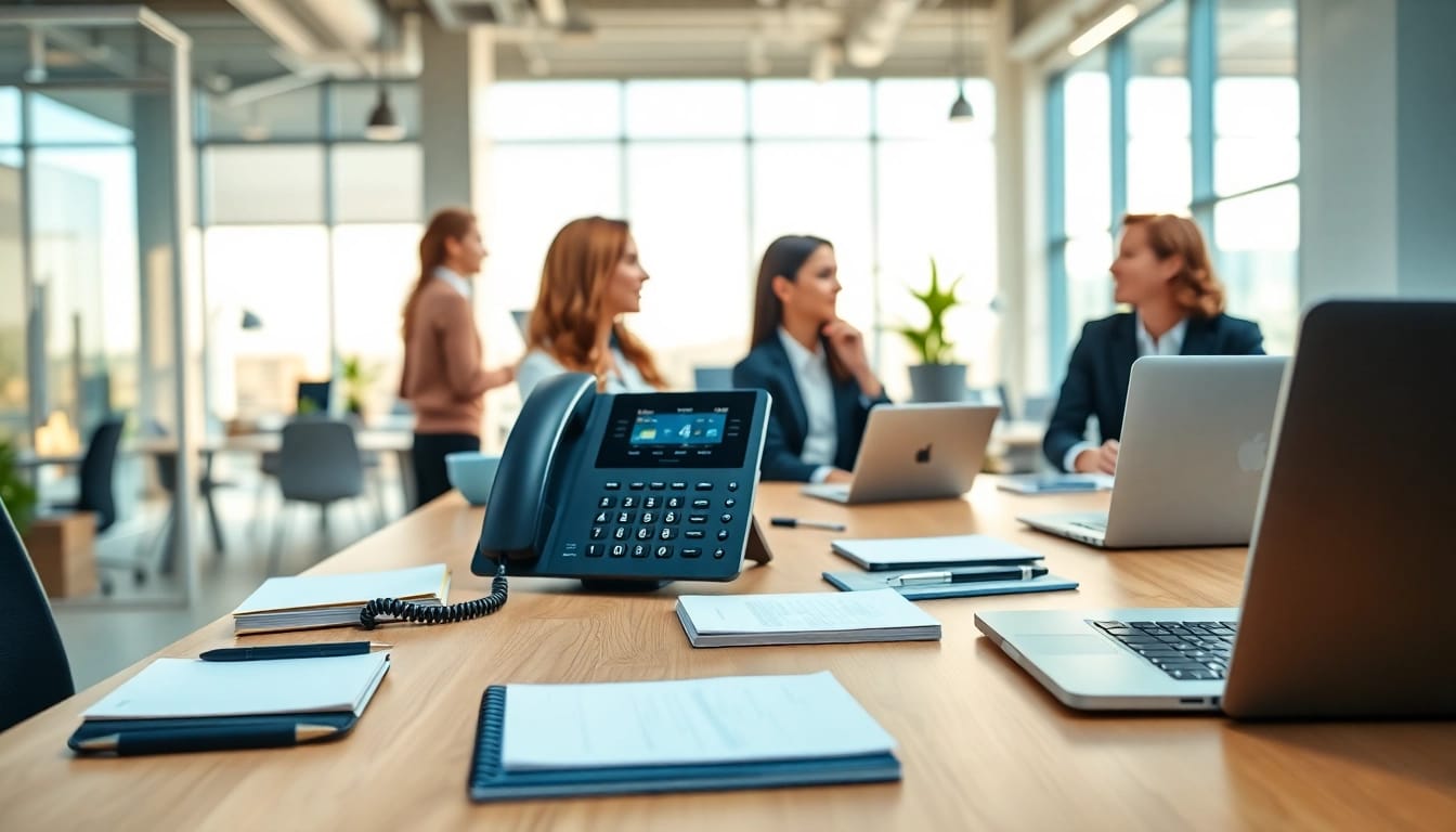 Enhance communication with reliable small business phone service in a vibrant office setup.
