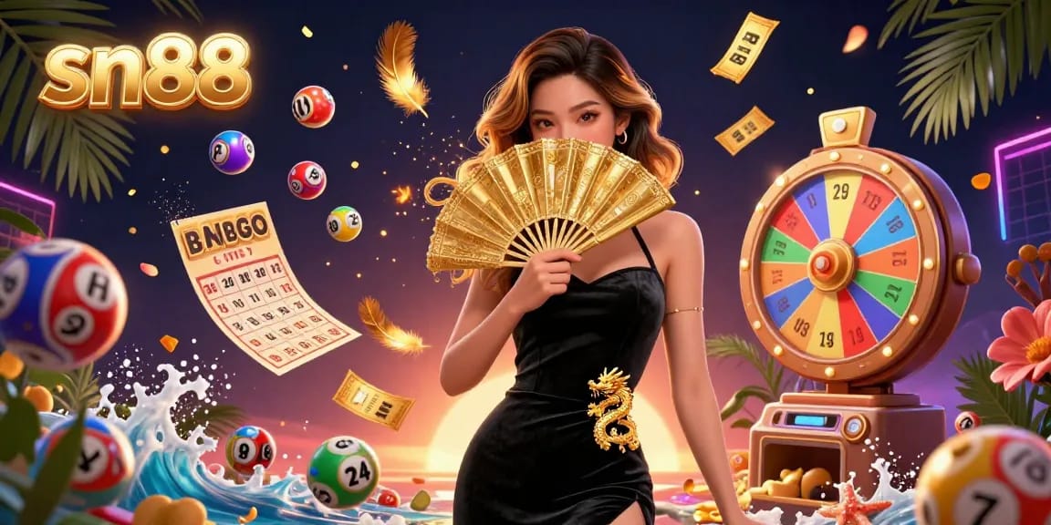 Experience the excitement of sn88 with vibrant lottery balls and immersive casino elements.