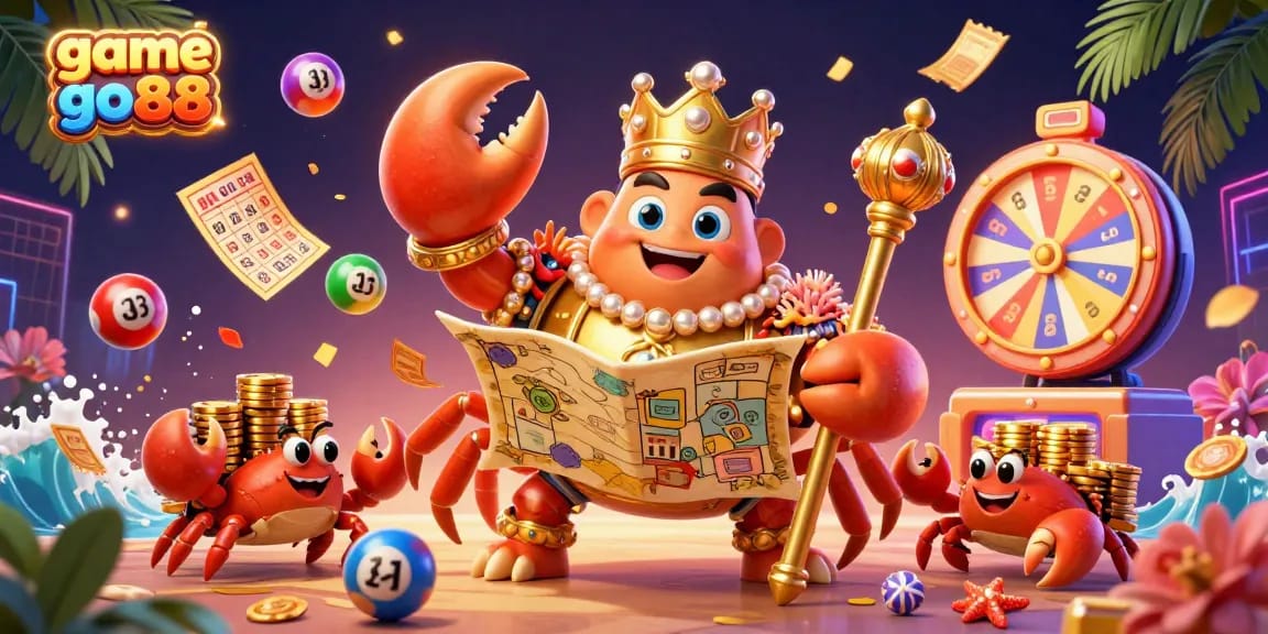 Engage with game go88 as the golden crab emperor unfolds thrilling lottery adventures in an exciting casino scene.