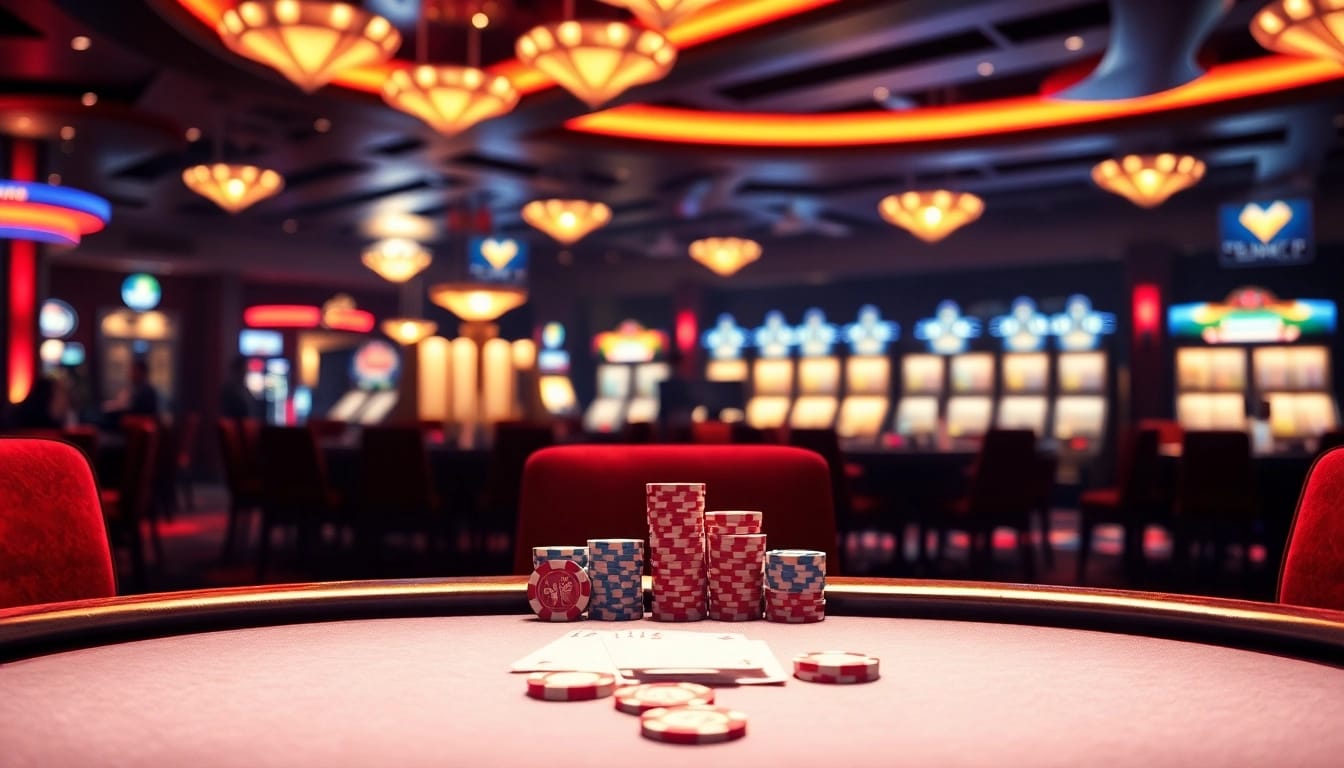 Engage in thrilling gameplay at AT99娛樂 casino with vibrant poker chips and cards.