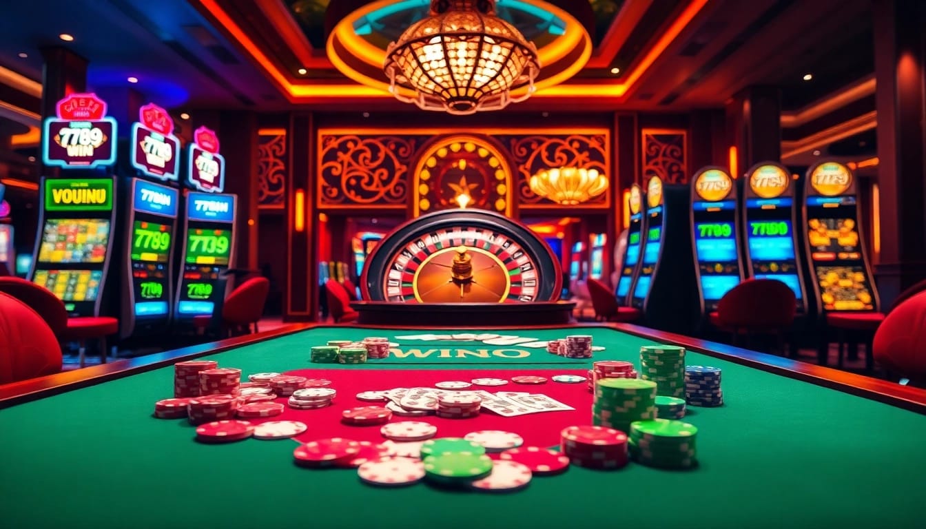 Experience the thrill of gambling with 789 Win at a luxurious casino table.