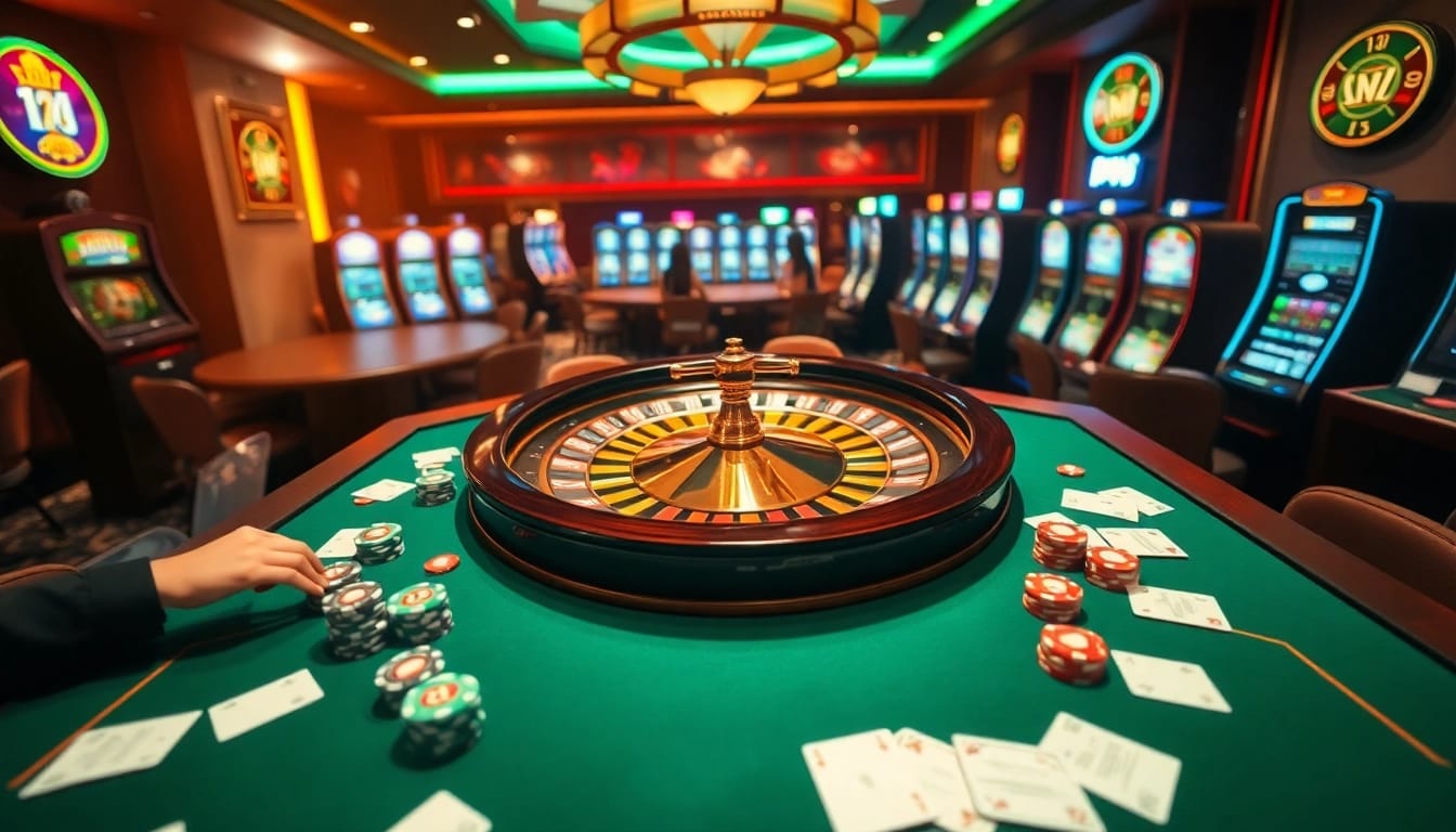 KONG88 casino players engaging with a glamorous roulette wheel and betting slips.
