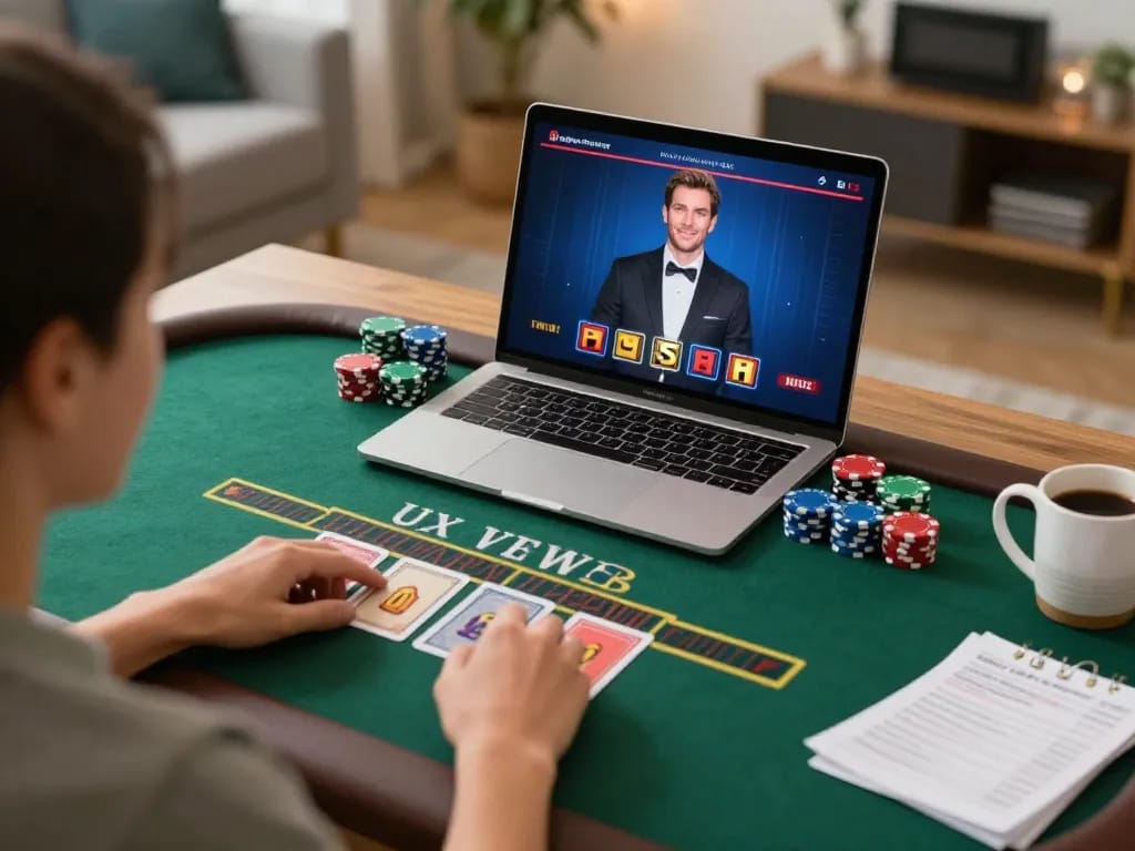 Player strategizing in real-time at llwin online blackjack table during a home gaming session