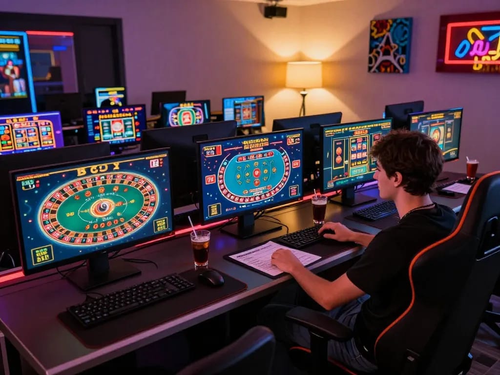 Engaging in online gaming on g28 com with multiple casino games displayed, showcasing dynamic gameplay.