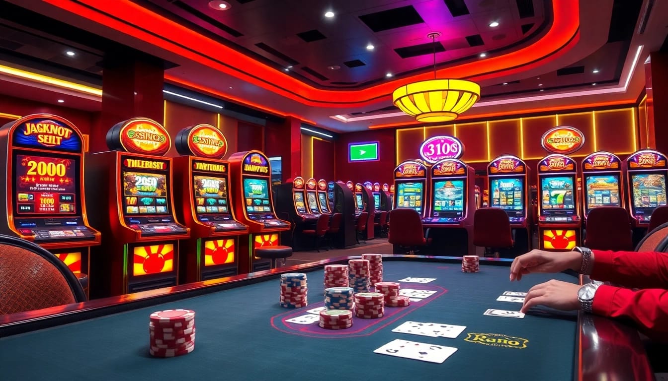 Experience the excitement of nổ hũ đổi thưởng with vibrant slot machines and engaging gameplay in a modern casino.