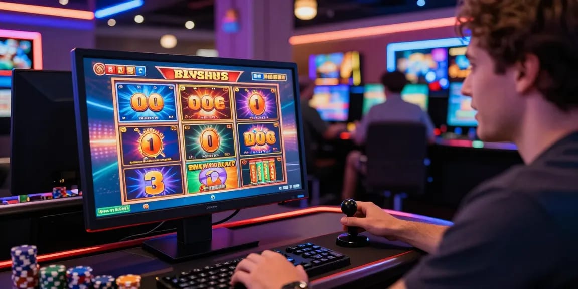 Player enjoying bonus buy slots in a modern online casino environment with vibrant graphics and gaming elements.
