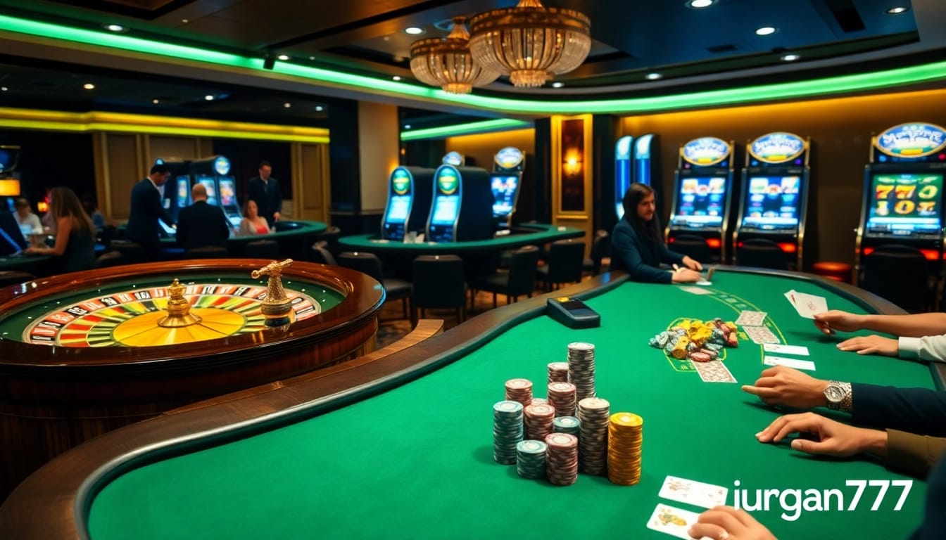 Experience the thrilling roulette action at juragan77's vibrant casino scene.