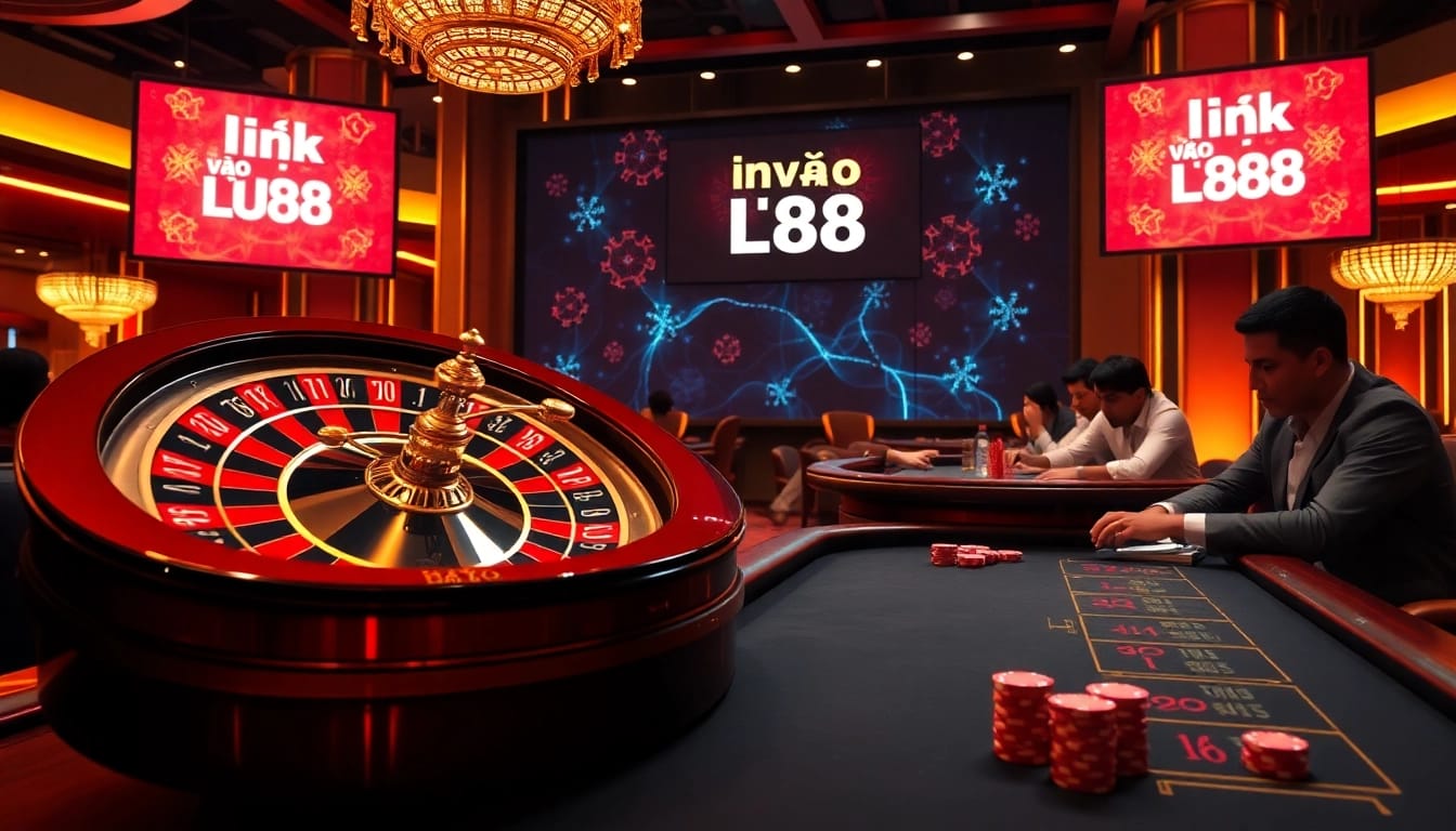 Experience the excitement of gambling with LU88 by placing bets at a luxurious casino table.