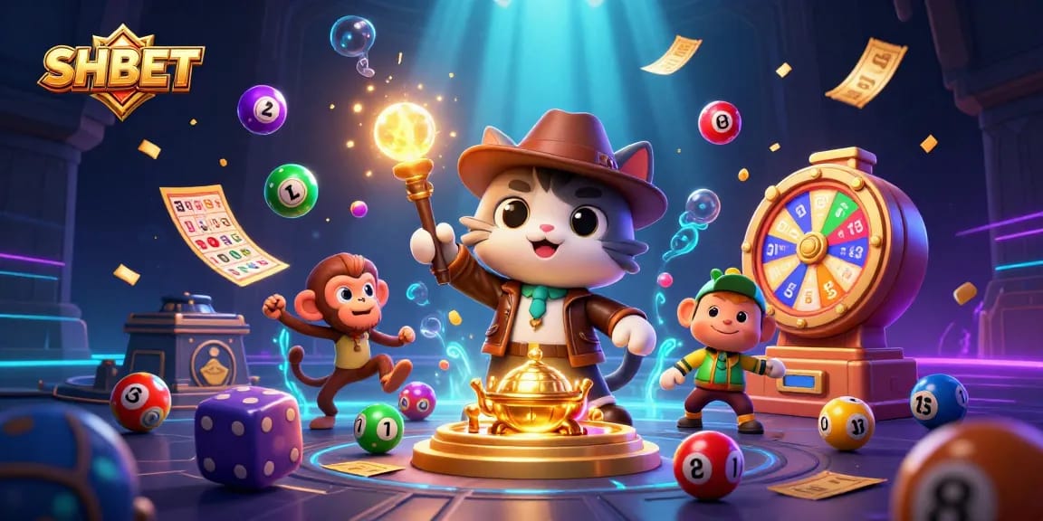Experience thrilling gameplay at SHBET with an adventurous 3D illustration showcasing vibrant casino elements.