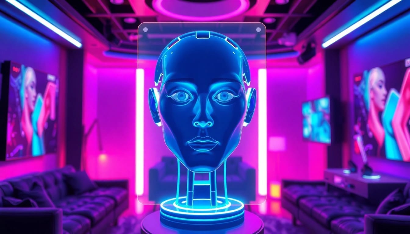 Engaging AI chat porn experience with futuristic interface and vibrant colors.