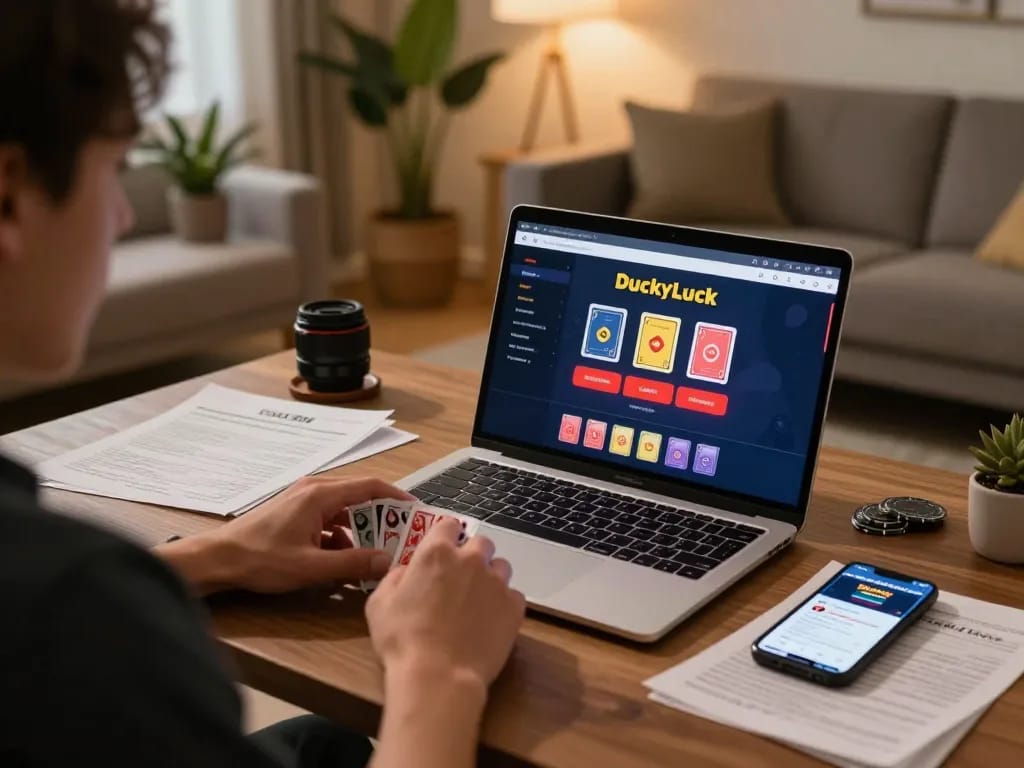 DuckyLuck casino reviews showcase strategic online gaming session, highlighting player engagement and responsible gambling.