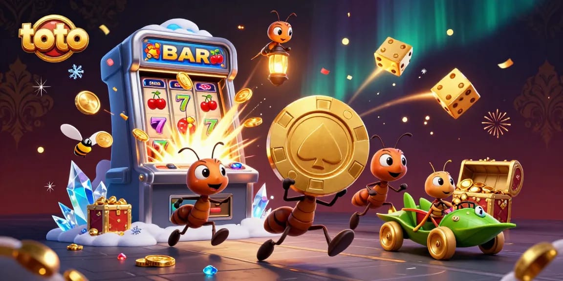 Ants enjoy a thrilling toto heist, showcasing the excitement of online gaming.