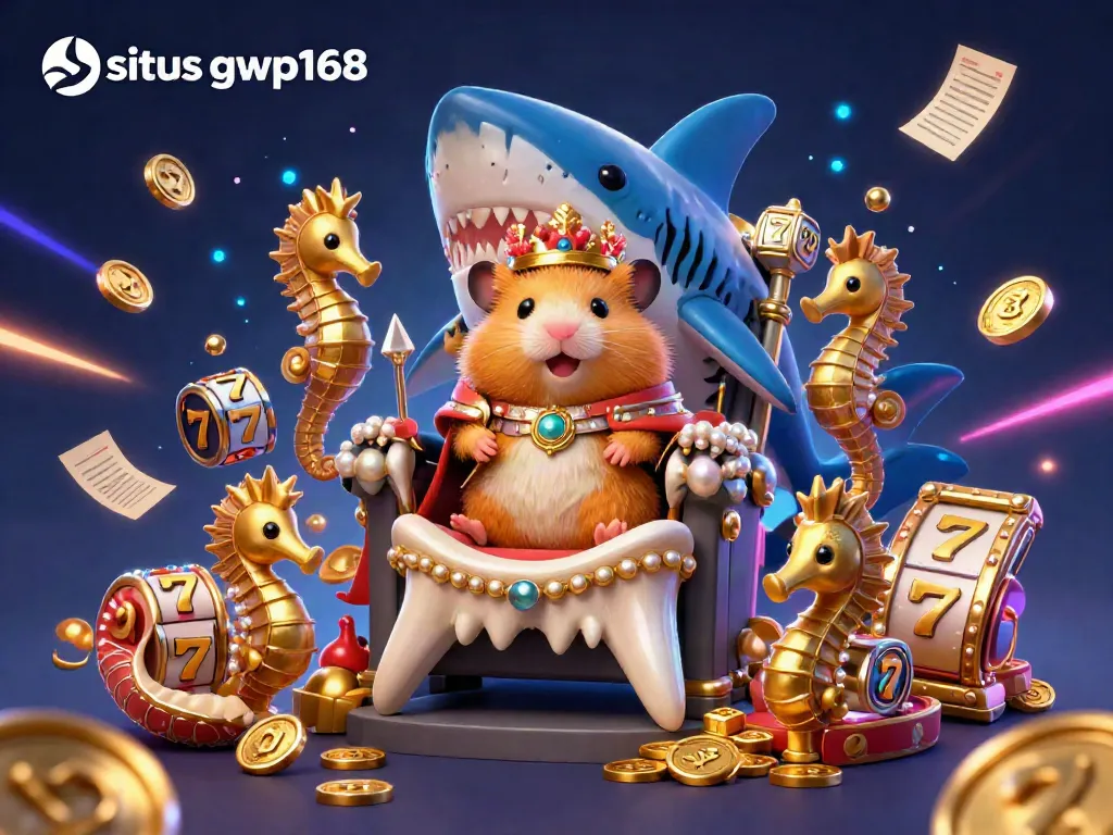 Permainan seru di situs gwp168 dengan raja hamster emas dan elemen kasino.