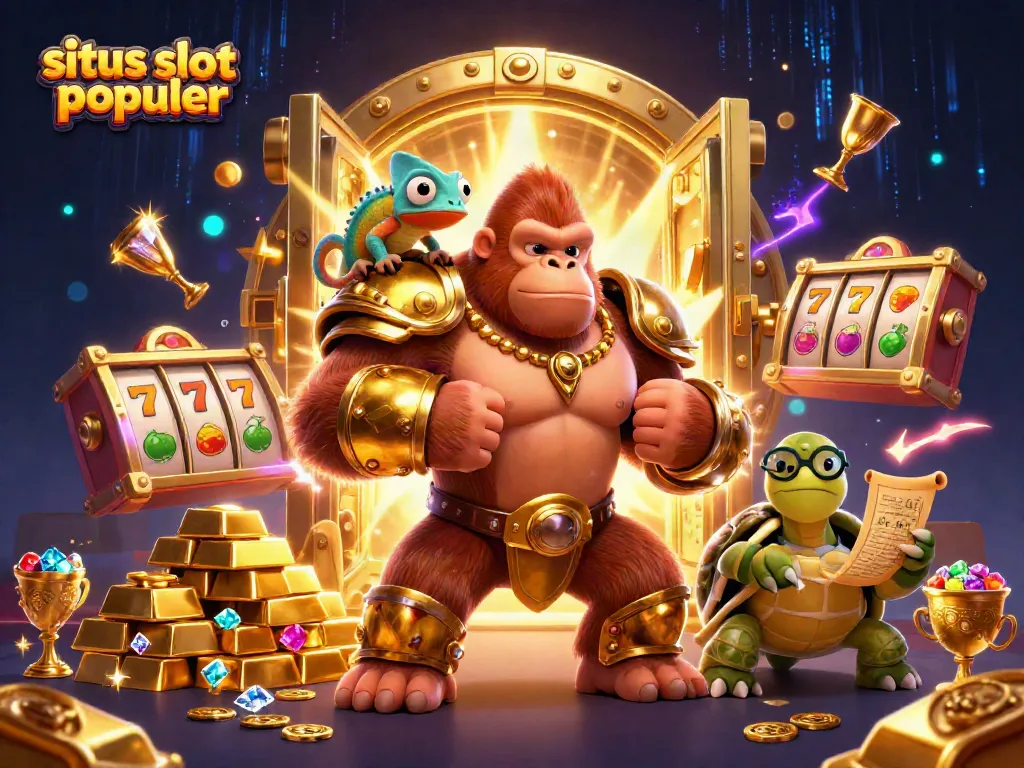 Menghadirkan slot gacor situs slot online populer dengan pemandangan kasino yang berkilau dan karakter menarik.