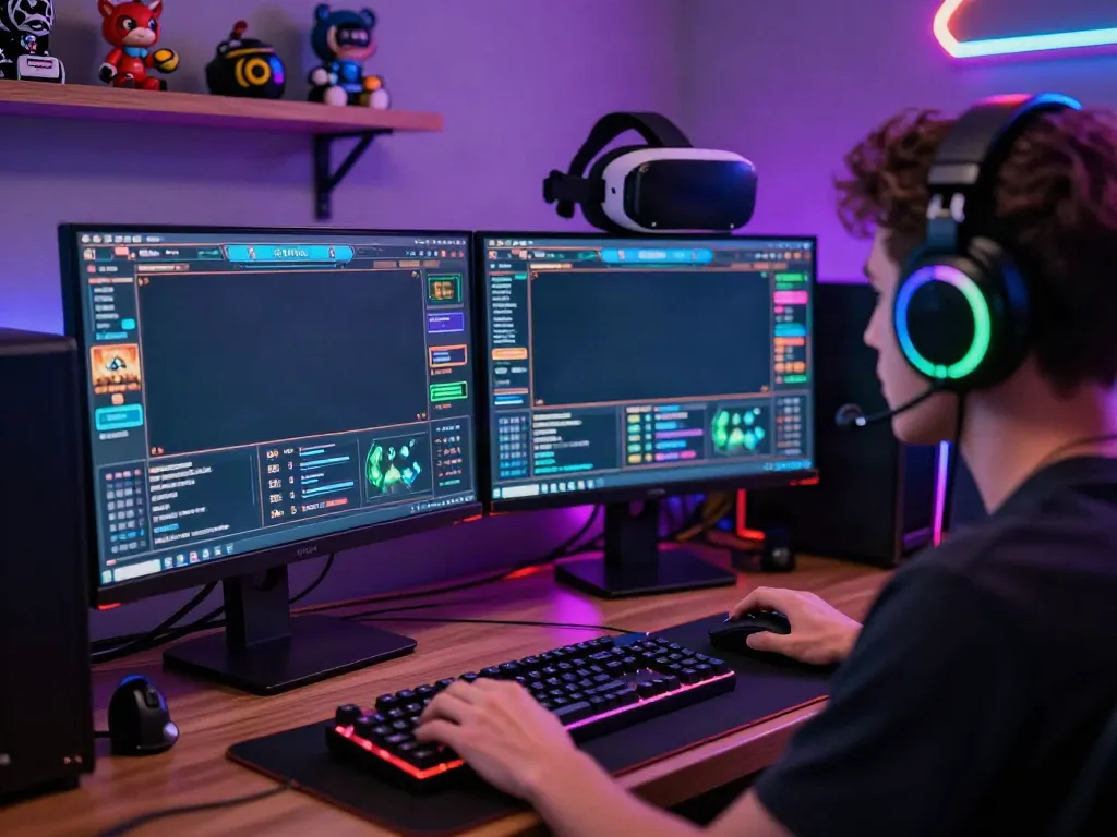 Player enjoying akunjp slot games in a vibrant gaming setup.
