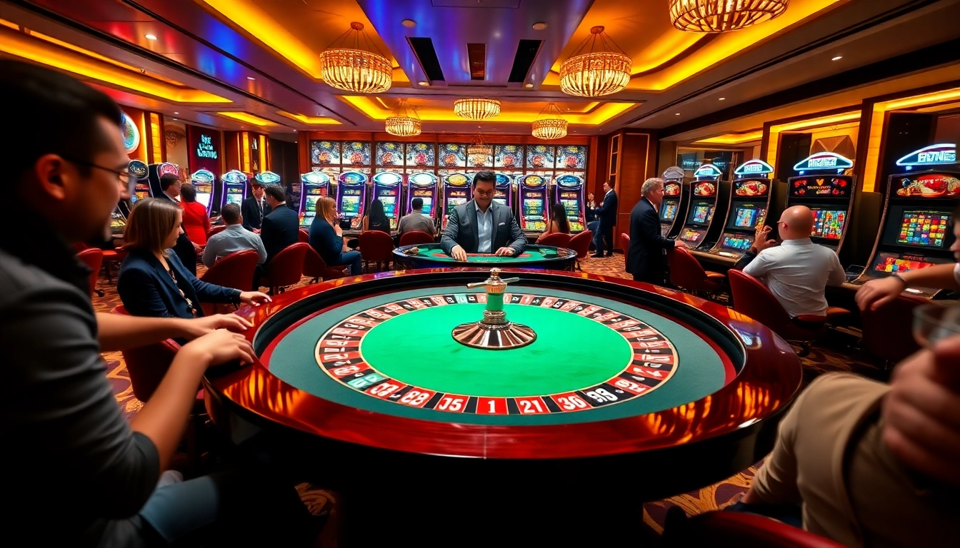 Players around a roulette table at https://new88.gold/ experience the excitement of online gambling.