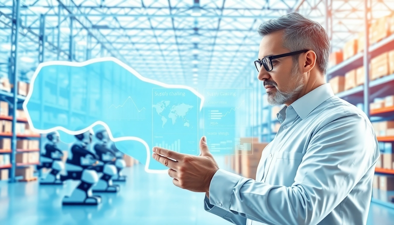 Visualize AI in supply chain planning, illustrating data-driven logistics and automated operations.
