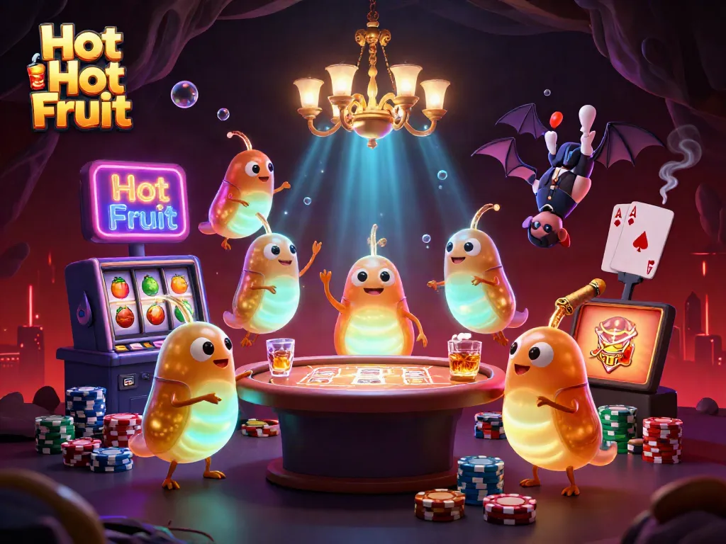 เล่นเกม Hot Hot Fruit ด้วยกลุ่มตัวการ์ตูนในคาสิโนที่เปล่งประกายด้วยแสงแห่งการชนะ