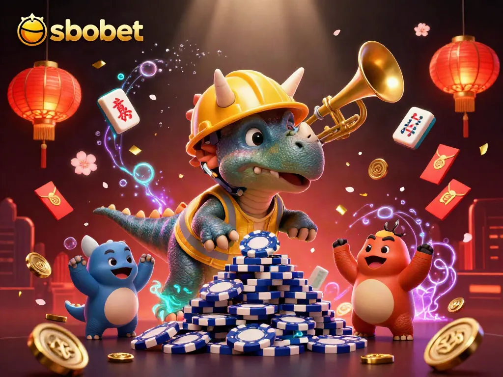 Experience sbobet's exciting sports betting arena with vibrant characters celebrating!