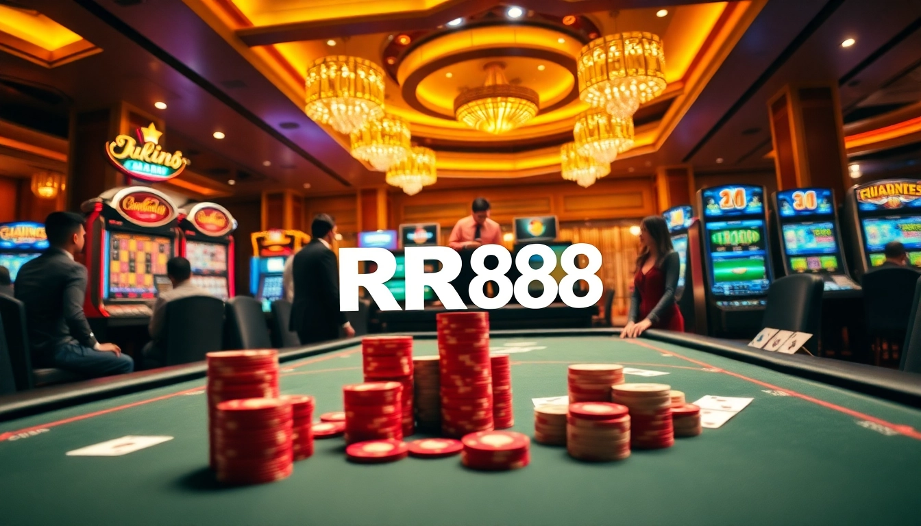 Experience the excitement of gambling at RR88's interactive casino with poker, roulette, and slot machines.