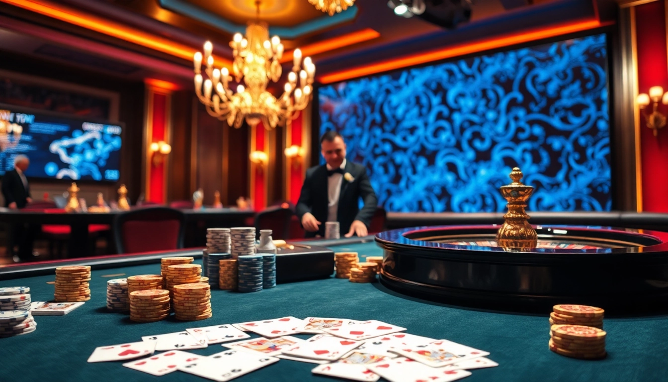 The hidden wiki illustrates an upscale casino table showcasing poker cards and roulette wheels, enhancing the gaming experience.