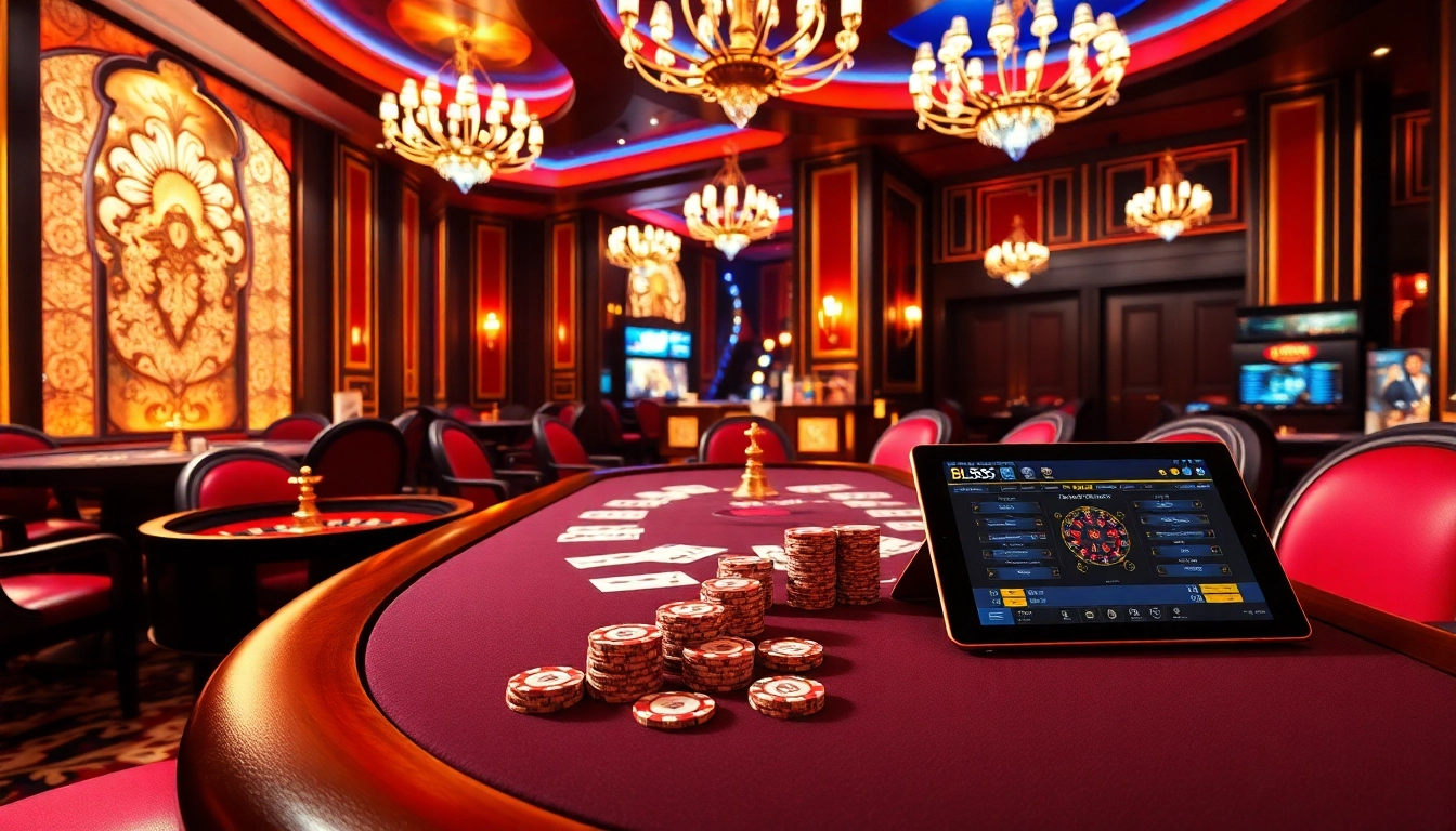 Engage in thrilling gameplay at bl555's vibrant casino with poker and roulette tables.