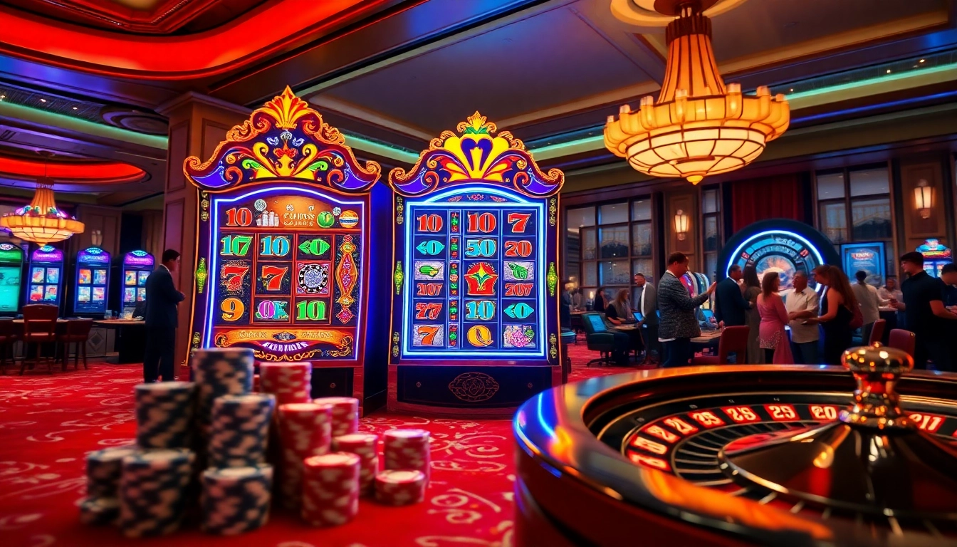 Exciting scene showcasing a slot gacor bonus besar with a luxurious atmosphere, vibrant slot machine, and enthusiastic players.