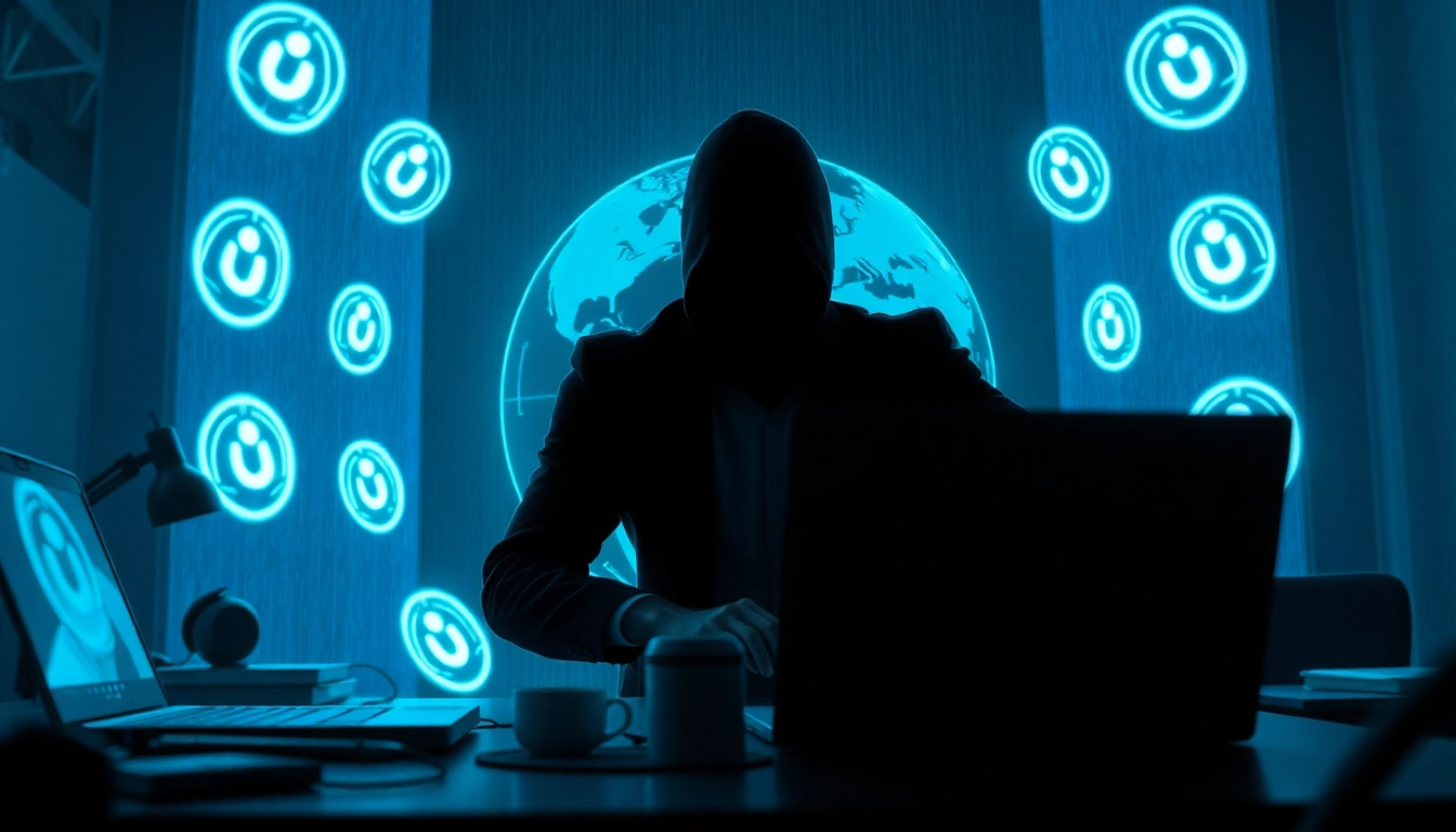 The hidden wiki dark web illustration showcasing a user accessing .onion sites for safe navigation.