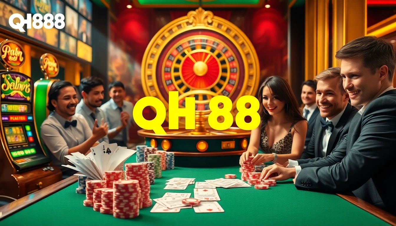 Engaging players at a luxury virtual casino table for qh88’s exciting betting experience.