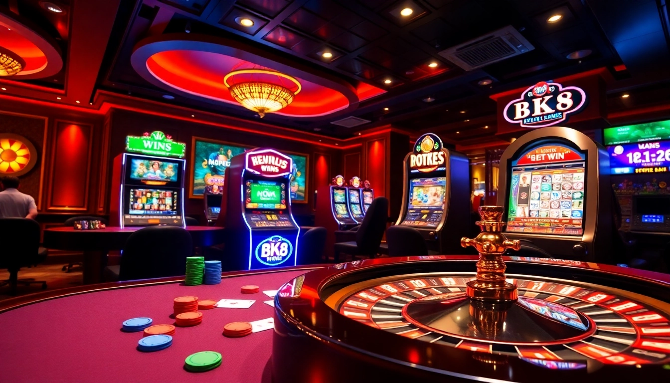Experience the excitement of winning at BK8Thai casino with vibrant gaming tables and modern slot machines.