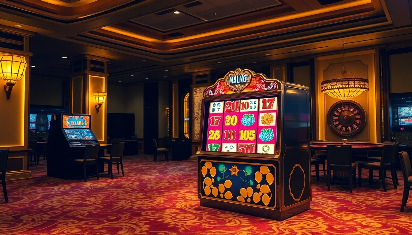 Spin the mahjong ways slot machine in a luxurious casino setting filled with vibrant symbols.