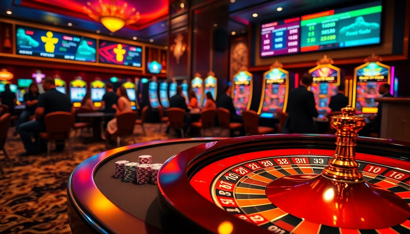 Experience high-stakes gambling at https://8kbet.ink/ with poker tables, roulette wheels, and excited players.