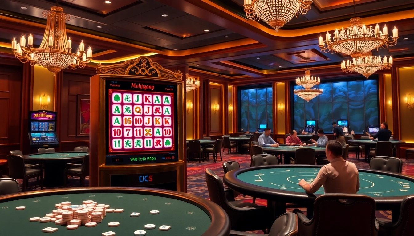 Memainkan Mahjong Ways pada mesin slot yang elegan di lingkungan kasino yang hidup.