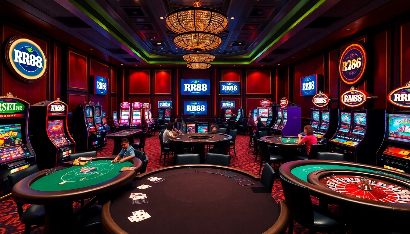 Gambling excitement at https://rr88.gratis/ with high-stakes poker action and vibrant slot machines